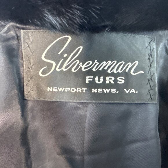 Vintage Silverman Black Sheared Black Mink Fur Coat With Mink Collar & Cuffs Siz - Picture 7 of 9